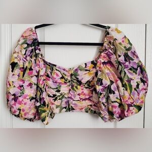 H&M Cropped Puffed Sleeve Floral Fashion Forward Top